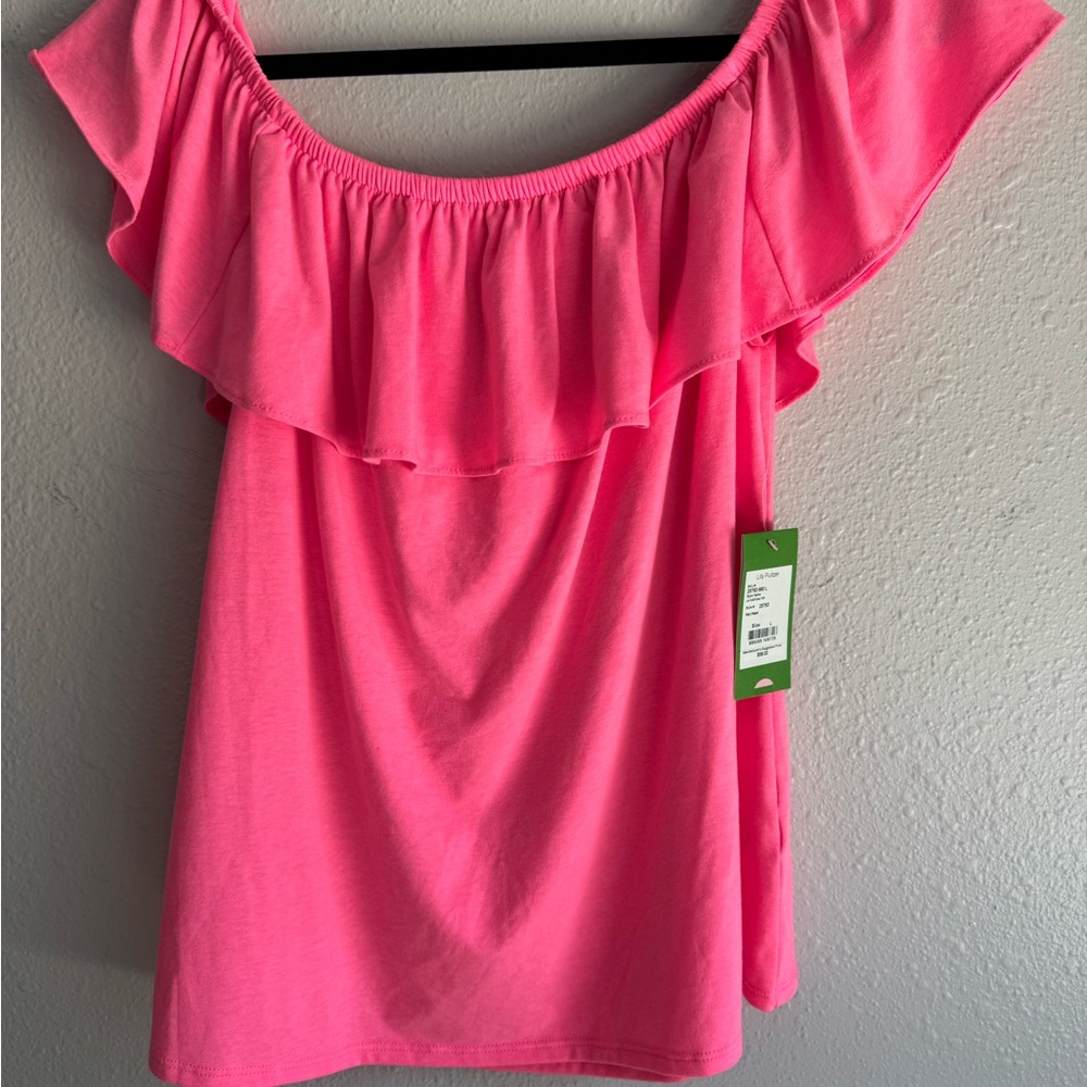Lilly Pulitzer Vibrant Pink Ruffle Blouse